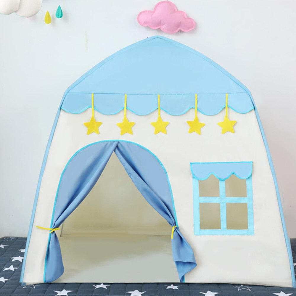 Kids Tent Pink Blue Children Play House Children Tente Enfant Portable Baby Play House Tipi Kids Flowers Little Baby Castle