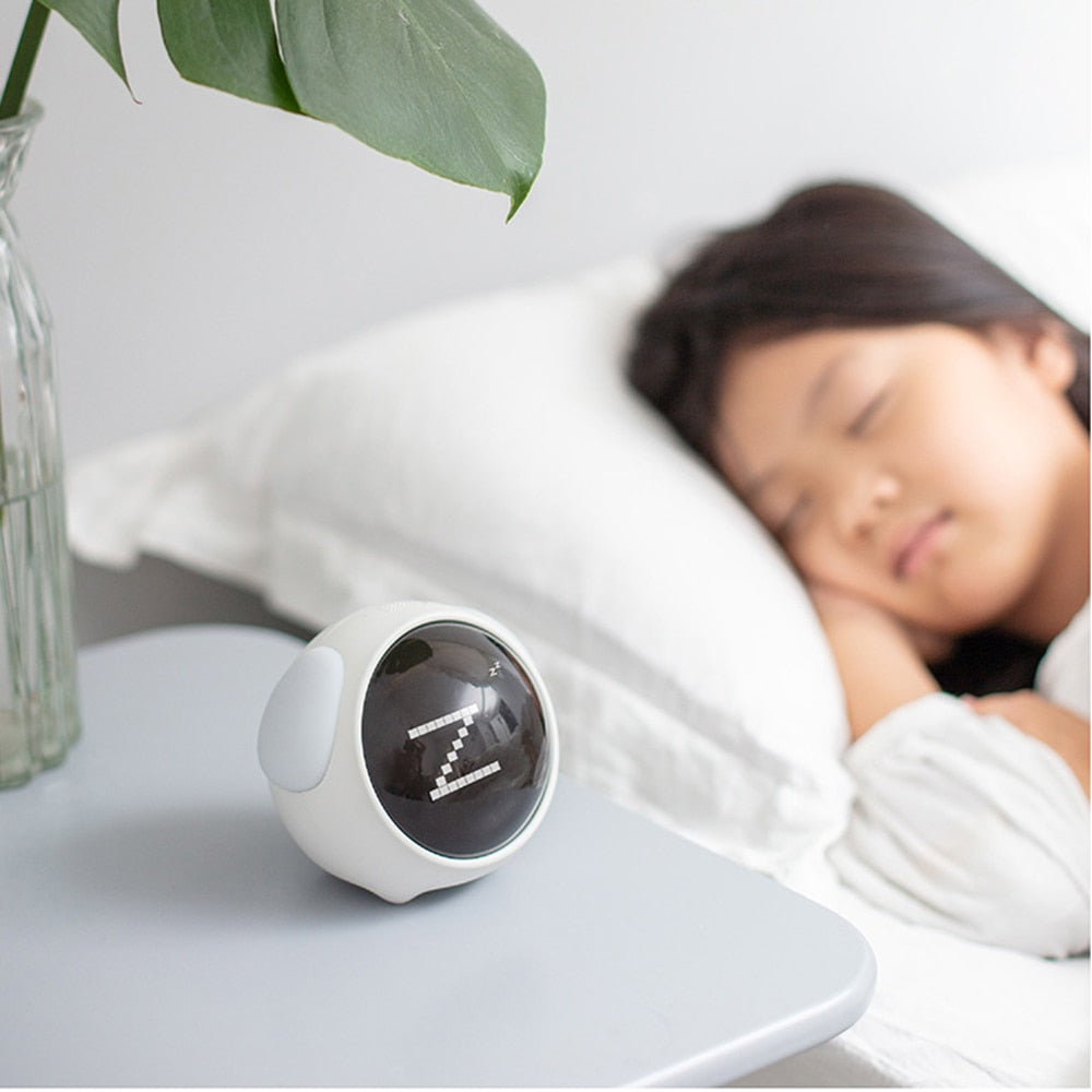 Cute Expression Alarm Clock Child Multifunctional Bedside Voice Control Night Light Snooze Chargeable Child Alarm Clock