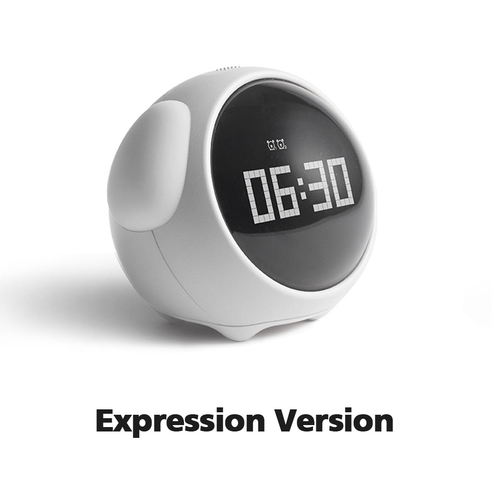 Cute Expression Alarm Clock Child Multifunctional Bedside Voice Control Night Light Snooze Chargeable Child Alarm Clock