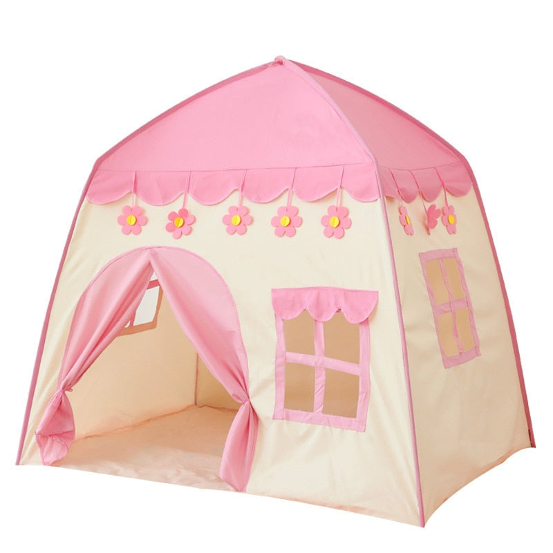 Kids Tent Pink Blue Children Play House Children Tente Enfant Portable Baby Play House Tipi Kids Flowers Little Baby Castle