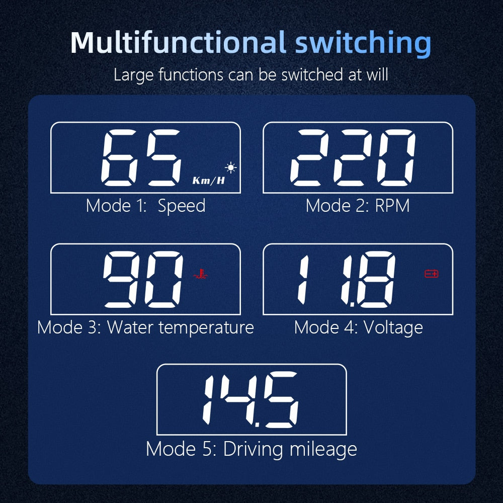 OBDHUD C100 OBD2 HUD Car Speed Mileage Projector Auto Overspeed Warning Head Up Display Smart Fatigue Driving Reminder Meter