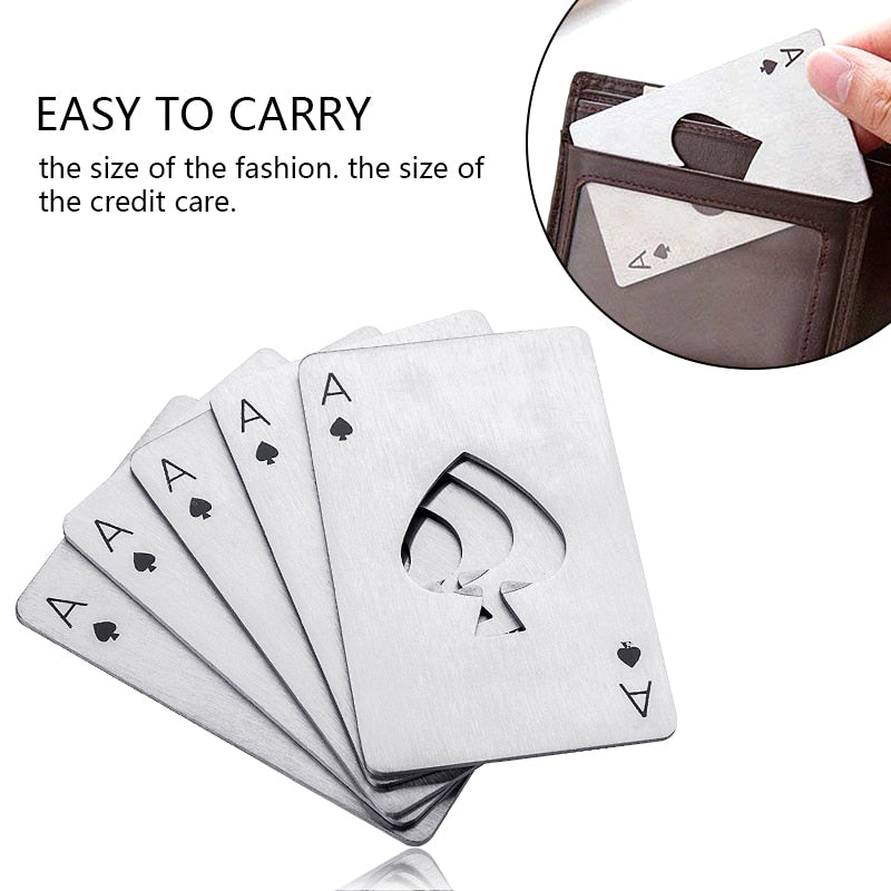 Stainless Steel Poker Beer Bottle Opener,Portable Spades Poker Card Jar Opener for Bar Tools,Kitchen Tools