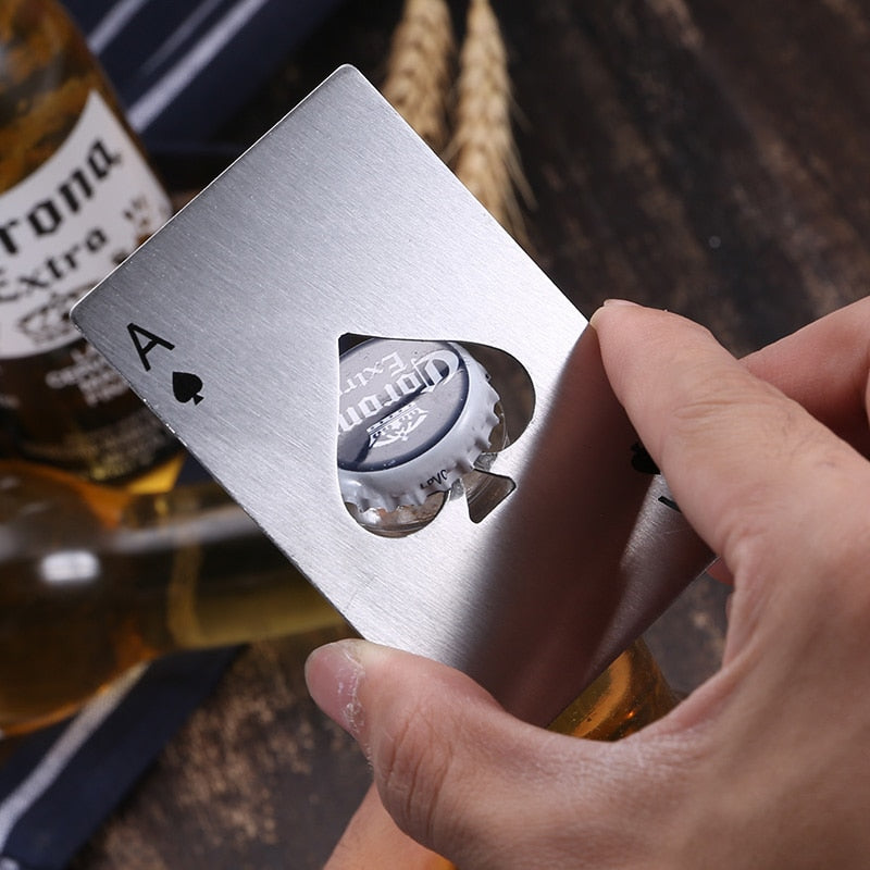 Stainless Steel Poker Beer Bottle Opener,Portable Spades Poker Card Jar Opener for Bar Tools,Kitchen Tools