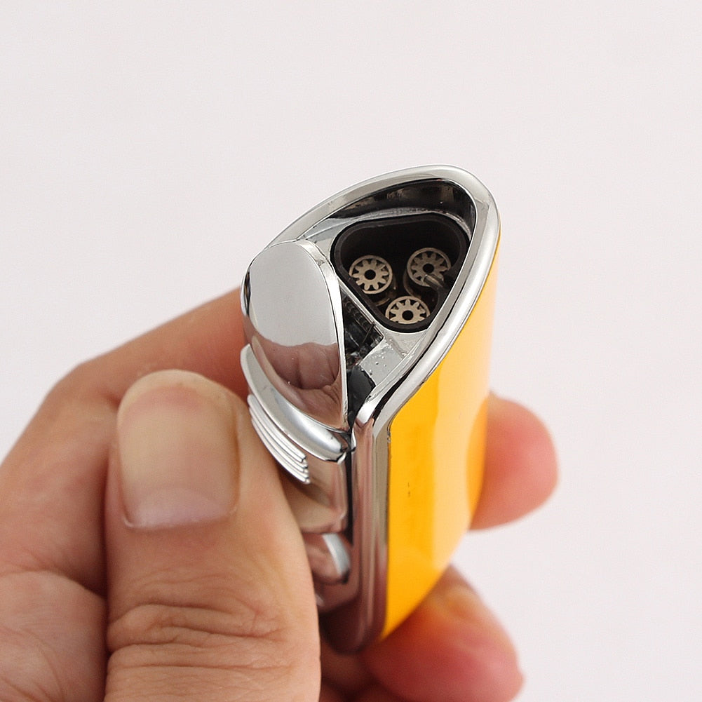 Mini Pocket Cigar Lighter Metal Windproof 3 Jet Blue Flame Torch Lighters For Cigar Smoking With Cigar Punch No Gift Box