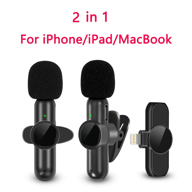 New Wireless Lavalier Microphone Noise Cancelling Audio Video Recording for iPhone/iPad/Android/Xiaomi/Samsung Live Game Mic