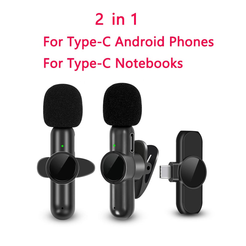New Wireless Lavalier Microphone Noise Cancelling Audio Video Recording for iPhone/iPad/Android/Xiaomi/Samsung Live Game Mic