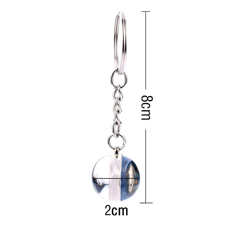 Glow In The Dark Solar System Planet Keyring Galaxy Nebula Luminous Keychain Moon Earth Sun Double Side Glass Ball Key Chain