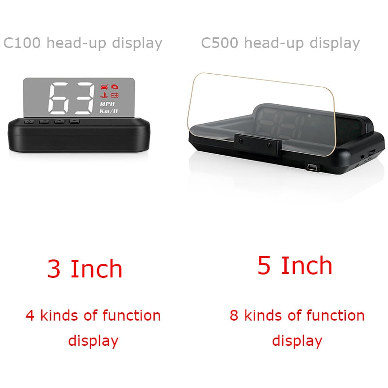 OBDHUD C100 OBD2 HUD Car Speed Mileage Projector  Auto Overspeed Warning Head Up Display Smart Fatigue Driving Reminder Meter
