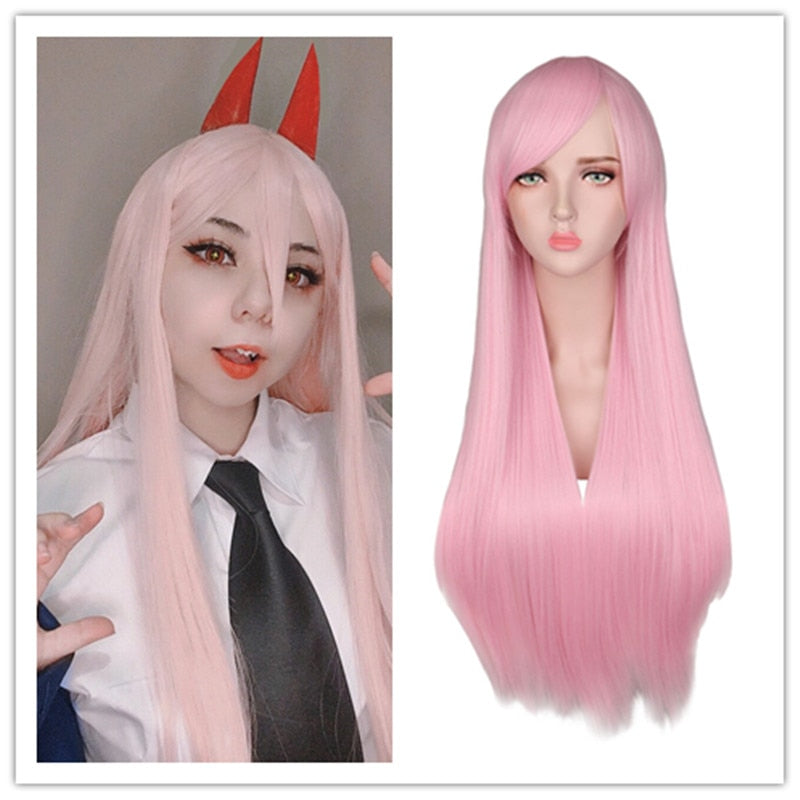 Long Straight Cosplay Wig Black Purple Pink Blue Sliver Gray Blonde White Orange Brown Synthetic Hair Wigs