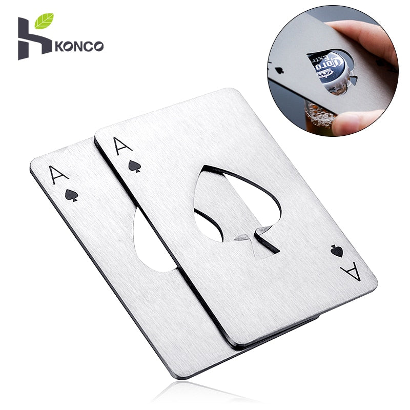 Stainless Steel Poker Beer Bottle Opener,Portable Spades Poker Card Jar Opener for Bar Tools,Kitchen Tools