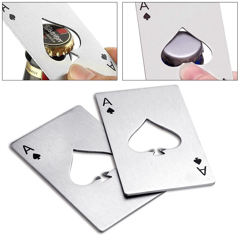 Stainless Steel Poker Beer Bottle Opener,Portable Spades Poker Card Jar Opener for Bar Tools,Kitchen Tools