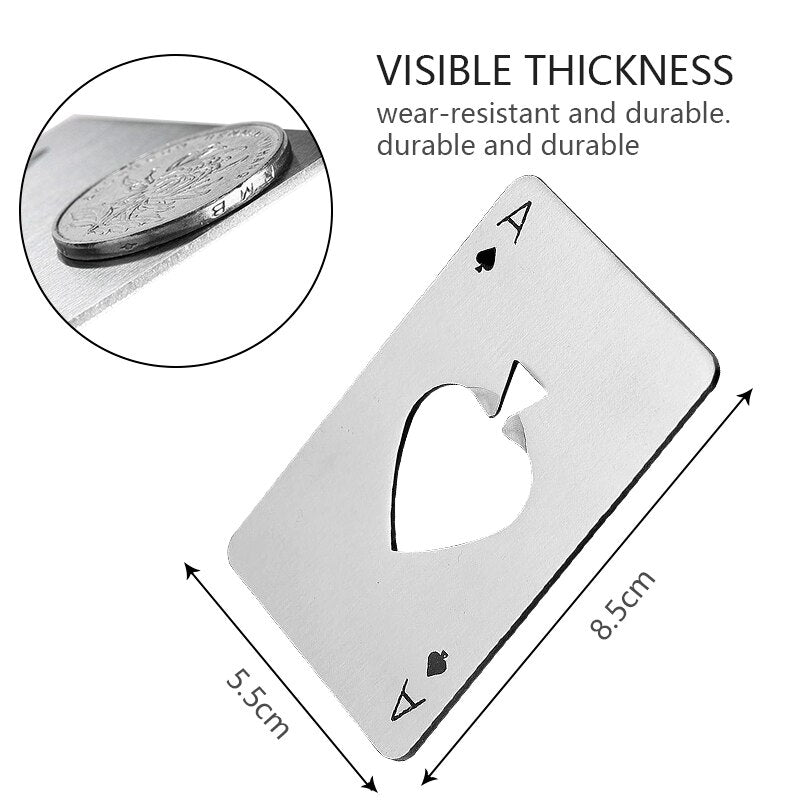 Stainless Steel Poker Beer Bottle Opener,Portable Spades Poker Card Jar Opener for Bar Tools,Kitchen Tools