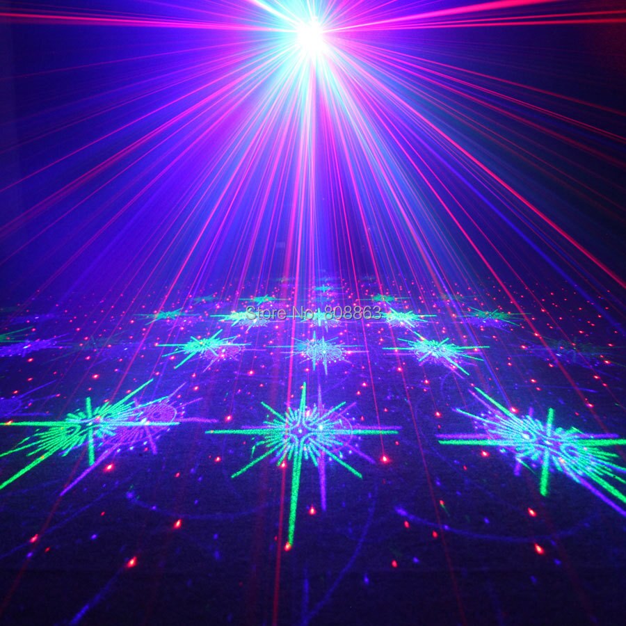 EHINY MINI RGB 2 Lens Laser 64 Patterns Projector Club Family Party Bar DJ Disco Holiday Xmas Dance Lighting Stage Lights N8T159