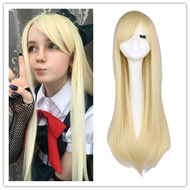 Long Straight Cosplay Wig Black Purple Pink Blue Sliver Gray Blonde White Orange Brown Synthetic Hair Wigs