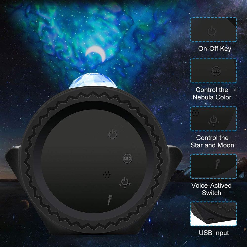 ocean wave starry sky projector laser star moon night light galaxy nebula lamp music voice control for kids