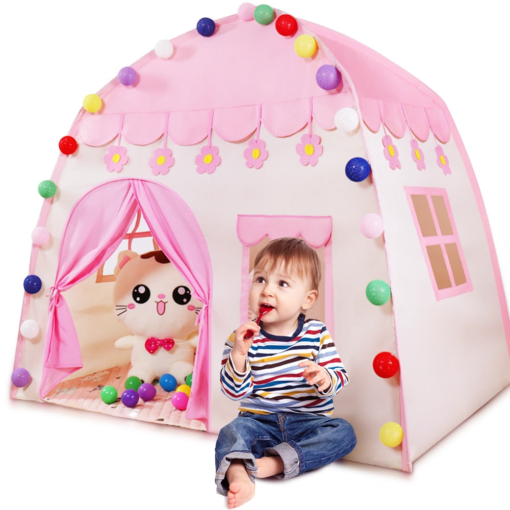 Kids Tent Pink Blue Children Play House Children Tente Enfant Portable  Baby Play House Tipi Kids Flowers Little Baby Castle