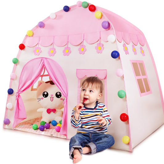 Kids Tent Pink Blue Children Play House Children Tente Enfant Portable  Baby Play House Tipi Kids Flowers Little Baby Castle