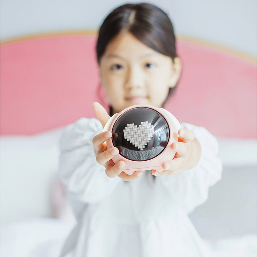 Cute Expression Alarm Clock Child Multifunctional Bedside Voice Control Night Light Snooze Chargeable Child Alarm Clock
