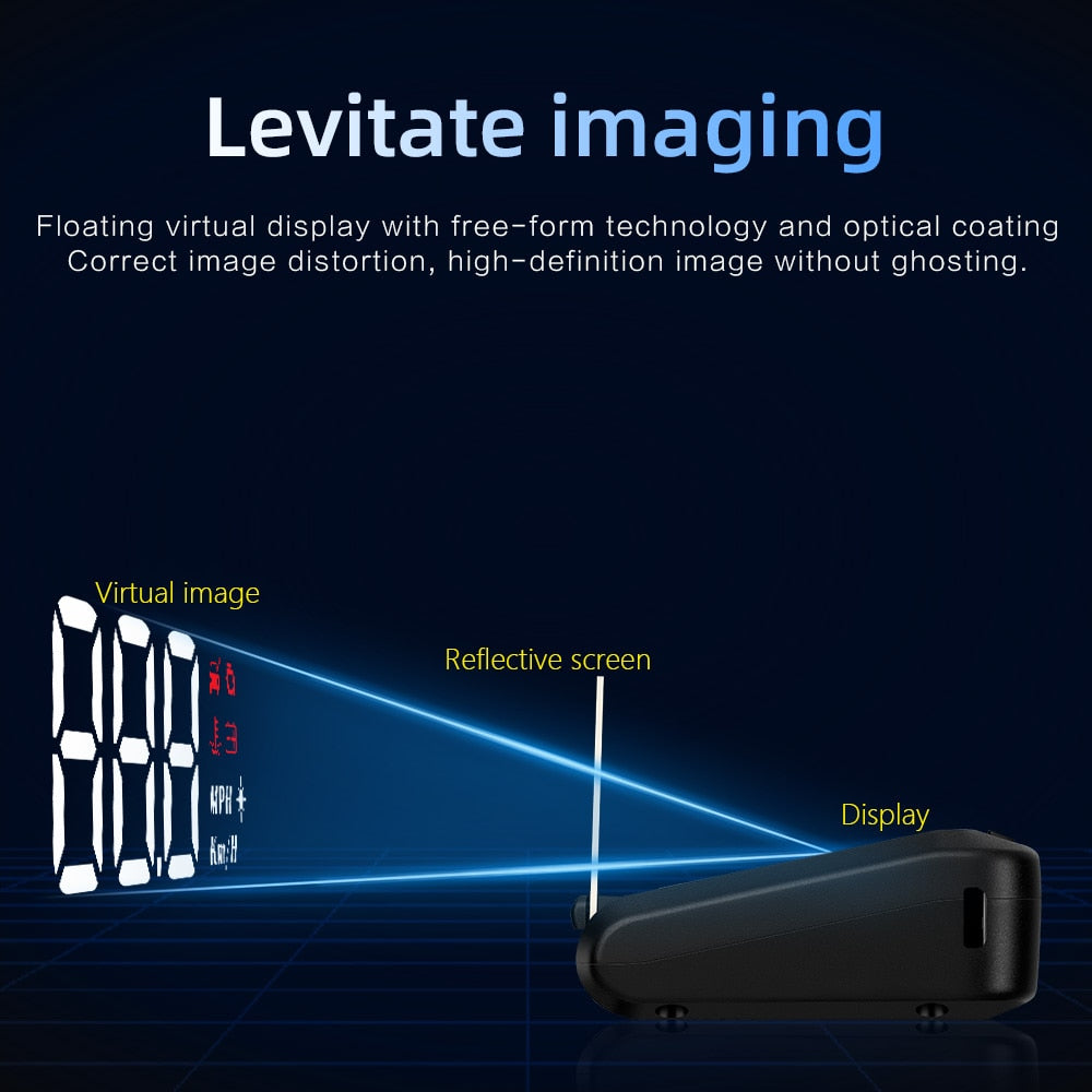 OBDHUD C100 OBD2 HUD Car Speed Mileage Projector  Auto Overspeed Warning Head Up Display Smart Fatigue Driving Reminder Meter