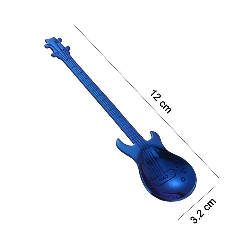 Cute Coffee Spoons Guitar Shape Mini Dessert Spoon For Ice Cream Metal Stainless Steel Musical Instrument Bass Small Spoon