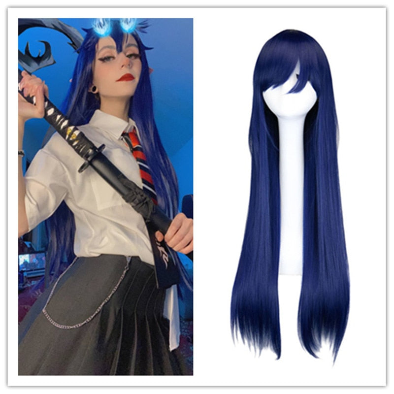 Long Straight Cosplay Wig Black Purple Pink Blue Sliver Gray Blonde White Orange Brown Synthetic Hair Wigs