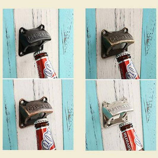 Zinc Alloy Vintage Bronze Wall Mounted Opener Wine For Beer Soda Glass Cap Bottle Opener Kitchen Accessories Supplies Bar Gift