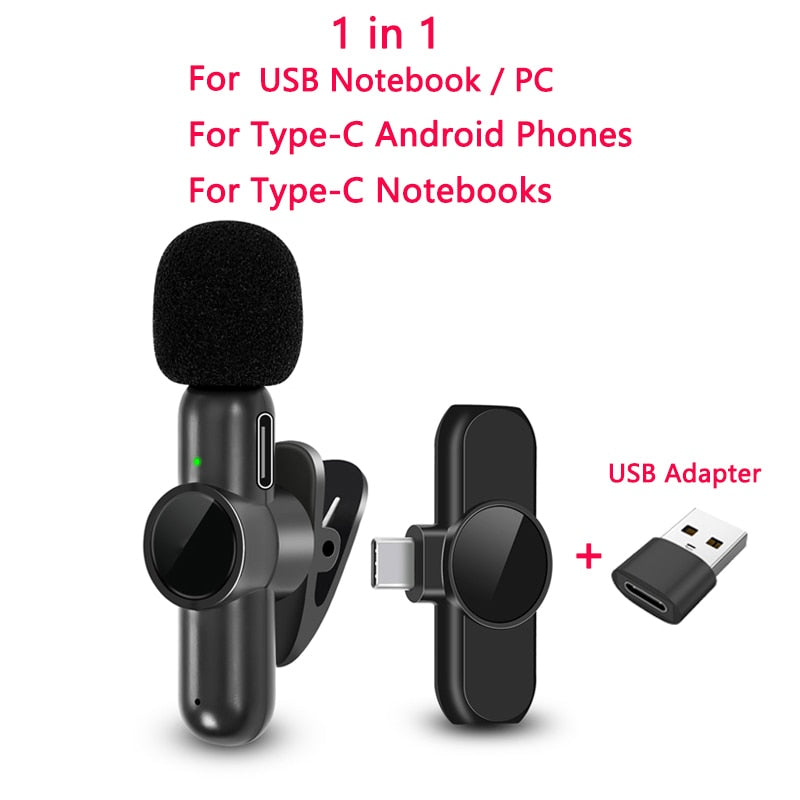 New Wireless Lavalier Microphone Noise Cancelling Audio Video Recording for iPhone/iPad/Android/Xiaomi/Samsung Live Game Mic