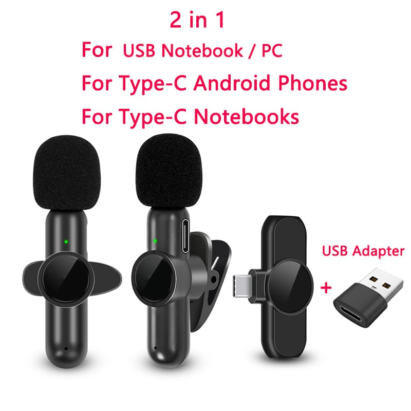New Wireless Lavalier Microphone Noise Cancelling Audio Video Recording for iPhone/iPad/Android/Xiaomi/Samsung Live Game Mic